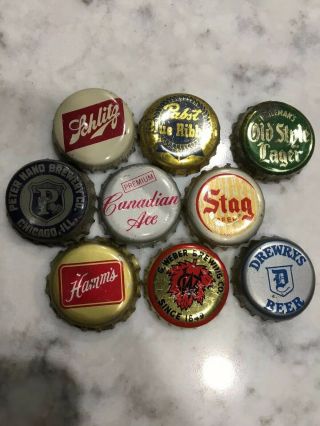 Vintage Beer Bottle Caps - Pabst,  Stag,  Schlitz,  Hamms,  Old Style & More