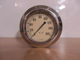 Vintage Large Jas,  P,  Marsh Skokie Ill.  Pressure Gauge 160 Psi 6 " Diameter