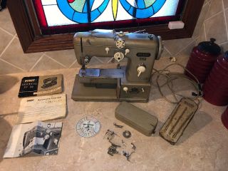 Vintage 1957 Pfaff 332 Portable Sewing Machine W/ Manuals & Accessories Germany