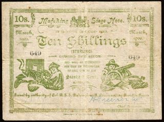 South Africa: Boer War Mafeking Siege 10 Shillings.  P S654b