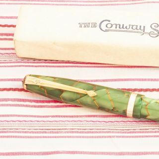 Vintage Conway Stewart 85l Senior Green Marble Gold - Veined Fountain Pen Box
