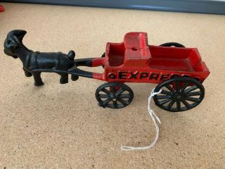 Vintage Cast Iron EXPRESS Wagon/Cart with Goat NO Driver 2