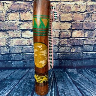 Vintage Hand Made And Painted Tribal Rain Stick,  Musical Instrument Home Decor