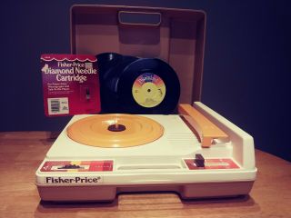 Vintage 1978 Fisher Price 825 Record Player W/ Diamond Needle &4 Records