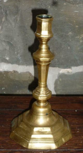 Early 18th C Century Brass Candlestick Antique Lighting French France Old