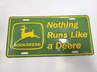 John Deere Logo Green Embossed Metal License Plate Tag