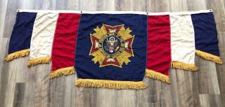 Vintage Vfw Veterans Of Foreign Wars Ornate Bunting Banner Flag - 64 " X 25 "