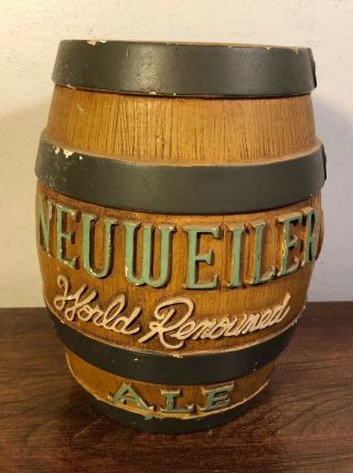 Vintage Neuweiler Beer & Ale Chalkware Barrel Keg Allentown Pa Advertising Sign
