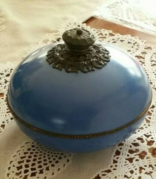 Antique German Porcelain Round Powder Box