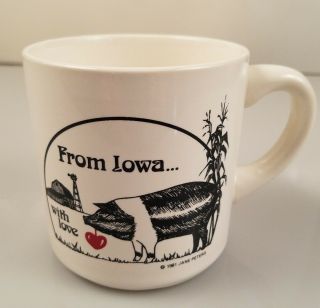 Vtg Cuo From Iowa With Love 1981 Pig Farm Mug Collectible - Jane Peters Euc