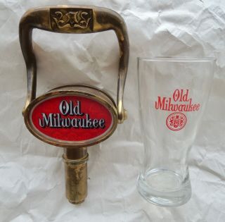 Old Milwaukee Tap Handle&glass