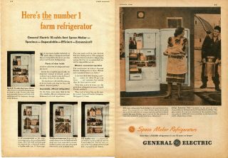 1948 2 Page Print Ad Of General Electric Ge Space Maker Farm Refrigerator