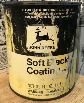 Vintage John Deere Soft Black Coating Can - 1 Quart Size - East Moline Illinois