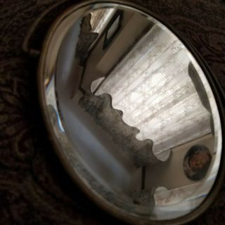 vintage Brass Beveled Oval Shaving Mirror dry sink vanity wash stand side mounts 3