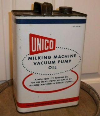 Vintage Unico Farm Cow Milking Machine Oil Can United Co - Operative Alliance Ohio