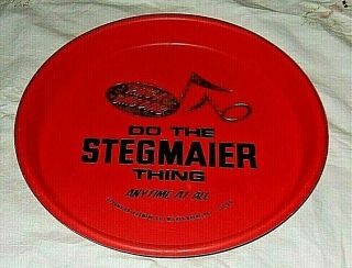 Stegmaier Beer Tray Wilkes - Barre Pa 13 " Red Plastic Round Stegmaier Brewing Co
