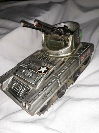 Vintage Metal Army Tank M - 75 Battery Operated Made In Japan