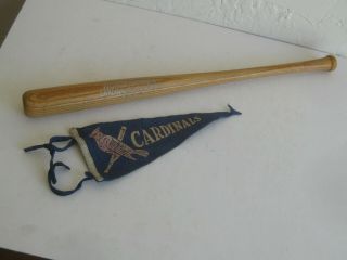 Vtg 1934 St Louis Cardinals World Series Souvenir Baseball Bat Felt Pennant Flag