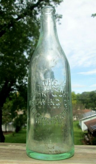 The John Gund Brewing Co.  La Crosse Wisconsin Clear/aqua Crown Top Glass Bottle