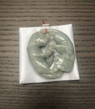 Lovely Old Chinese Hand Carved Green Jade Pendant