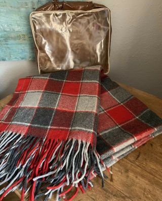 Pendleton Highland Motor Robe 52x70 Wool Blanket Robe In A Bag Plaid Vintage