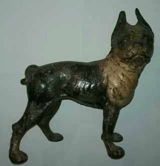 Antique Cast Iron French Bull Dog Doorstop Boston Terrier Boxer Hubley? 1920s