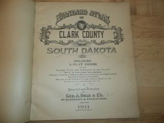 CLARK COUNTY SOUTH DAKOTA 1911 ATLAS Maps Genealogy History 1st Ed VINTAGE 3