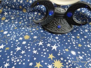 Handmade Altar Cloth Stars On Blue By Vtwiccan Pagan Wiccan Witch Altar