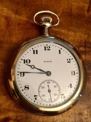 Vintage Elgin Pocket Watch 12s 7j Gr 303 Mod 3 Nwc Co 25 Year Gf Case 1921 Runs