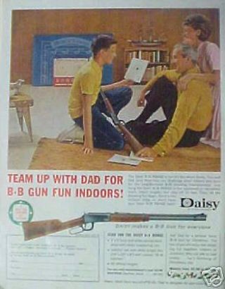 1962 Daisy Vintage Boys Toy Gun Rifle Indoor Bb Range Mom Dad Christmas Trade Ad