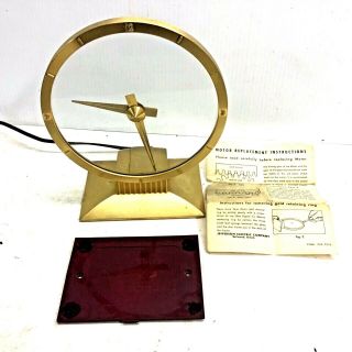 Vintage Jefferson Golden Hour Art Deco Electric Mystery Clock Booklet And Base