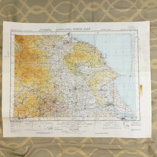 Vintage Military Map Raf British Air Force Yorkshire England Whitby Scarborough