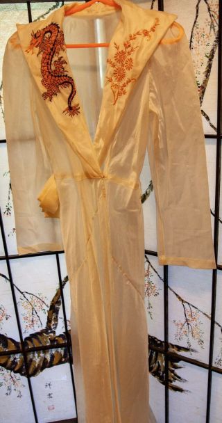 Wwii World War 2 1940’s Embroidered Parachute Silk Vintage Robe Dragon Hand Sewn