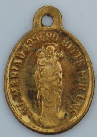 St.  Joseph & Jesus Christ Antique Brass Holy Medal German Poor Holy Children