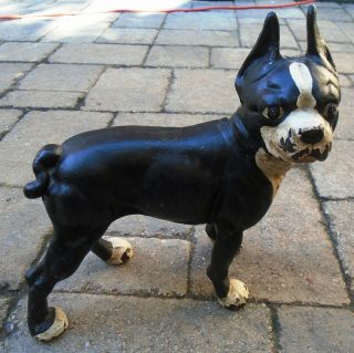Antique Hubley Heavy Cast Iron Boston Terrier Dog Doorstop 10 X 9