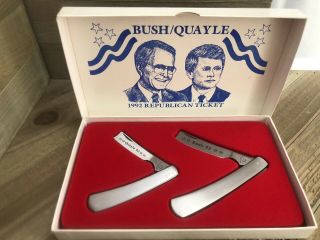 1992 Presidential Election Knife Set Bush/quayle Cherokee Straight Razor