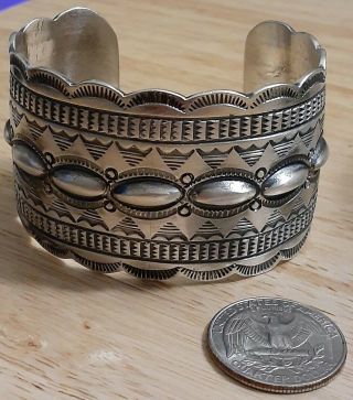 Herman Smith Navajo Sterling Silver Cuff Bracelet Vintage Native American Marked