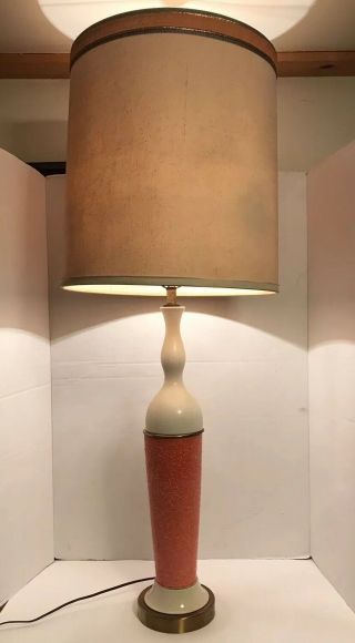 Private Vintage Mid Century Modern Retro Table Lamp Coral No Shade 1960