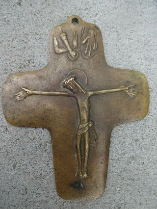 Vtg German Bronze Crucifix Do You Believe In The Eternal Life? By Egino Weinert