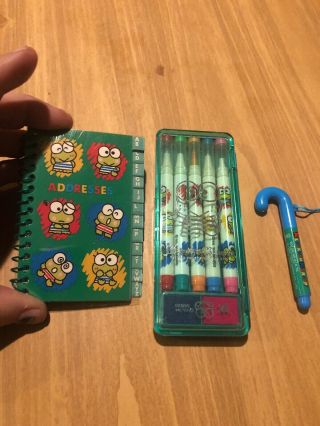 Vintage Sanrio Keroppi Address Book Pencil Case With Mini Pena And Pencils Stamp