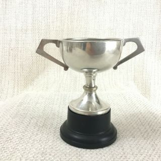 Vintage Miniature Trophy Silver Plated Cup Mounted Twin Handled Blank