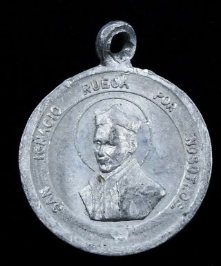 Vintage Spanish Medal San Ignacio St Ignatius Of Loyola Our Lady Of Guadalupe
