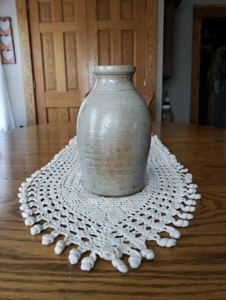 Antique Salt Glaze Stoneware Canning Milk Kitchen Beehive Crock 9.  25 " T×5.  5 " W
