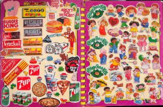 Vtg Sticker Album Scrapbook Puffy Cabbage Patch 7up Gum Candy Halloween 1980 