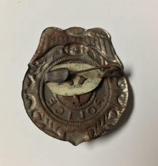 Vintage Mid Century JAPAN Child ' s Pressed Embossed Tin SPECIAL POLICE Badge TOY 2