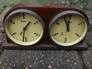 VINTAGE WOOD WIND UP OMIKRON CHESS CLOCK - SPARES OR REPAIRS 2