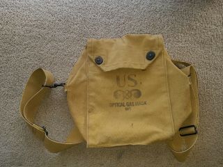Vtg Rare Wwii Us Optical Gas Mask Bag M1