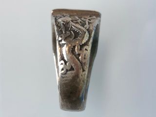 Men’s vintage silver ring with dragons and Chinese characters size 9 2