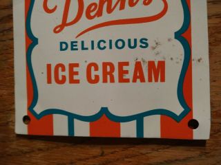 1950s Vintage Dehns Delicious Ice Cream Metal Tin Sign General Store Parlor Cafe 3