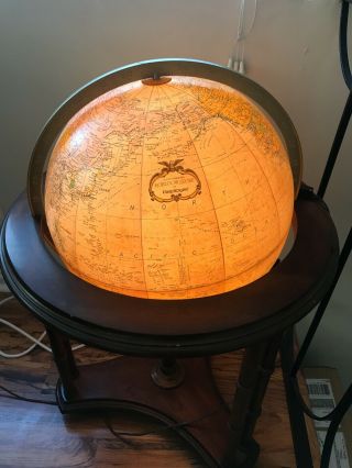Vintage Replogle Heirloom 16 " Floor Globe Stand Illuminated Light Up Rare